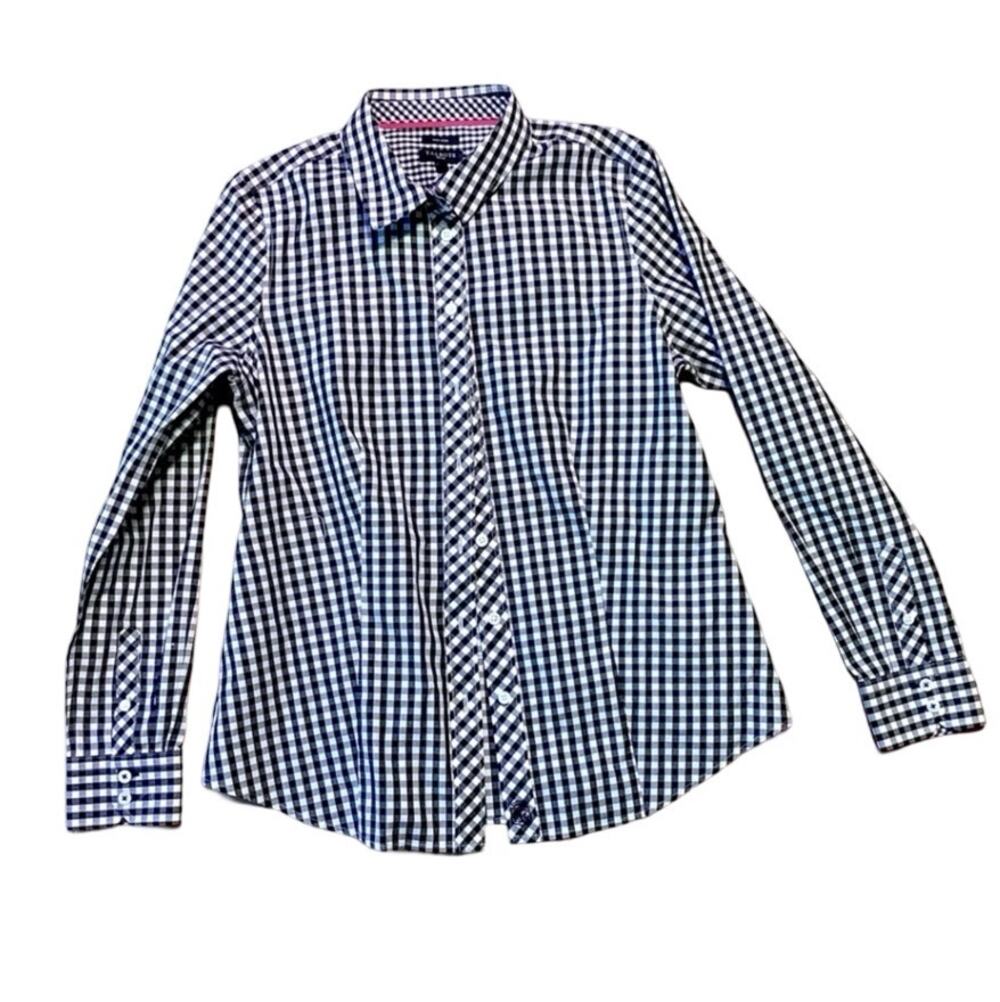 NWOT Talbots Black Gingham Shirt